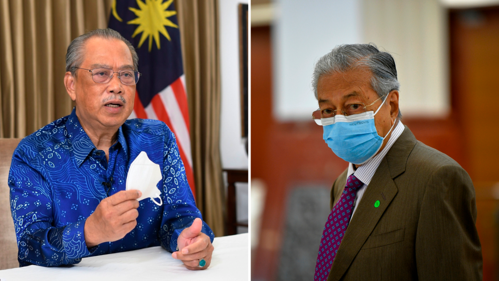 Tun Dr Mahathir Mohamad (kanan) dan Tan Sri Muhyiddin Yassin (kiri). fotoBERNAMA