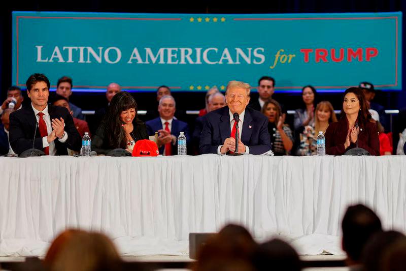 Then-Republican presidential candidate and former U.S. President Donald Trump reacts during a roundtable discussion with Latino community leaders in Doral - REUTERSpix