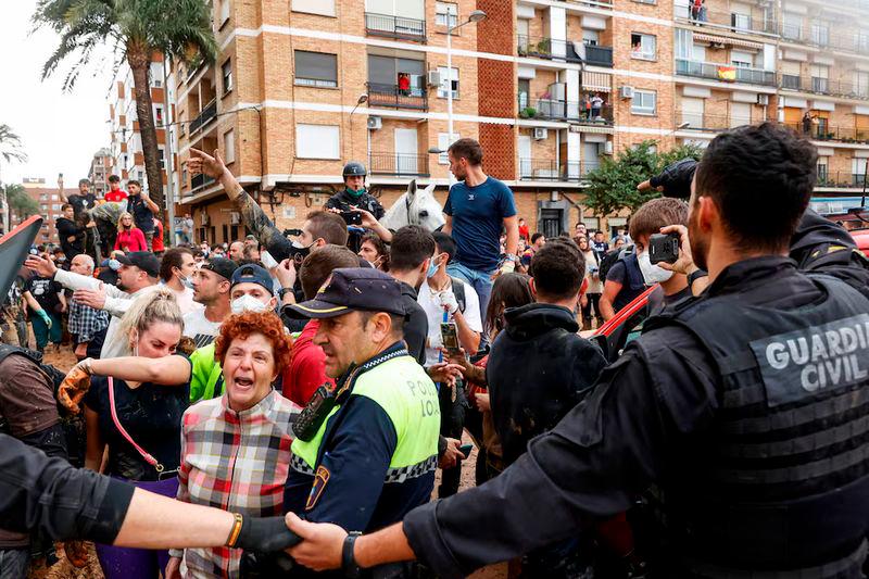 People protest as Spain’s King Felipe visits Paiporta, following heavy rains that caused floods, in Paiporta, near Valencia - REUTERSpix