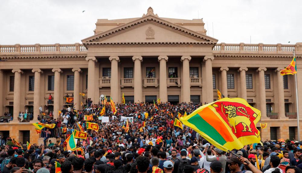 Demonstrators protest inside the Presidential Secretariat premises, after President Gotabaya Rajapaksa fled, amid the country’s economic crisis, in Colombo, Sri Lanka July 9, 2022. REUTERSPIX