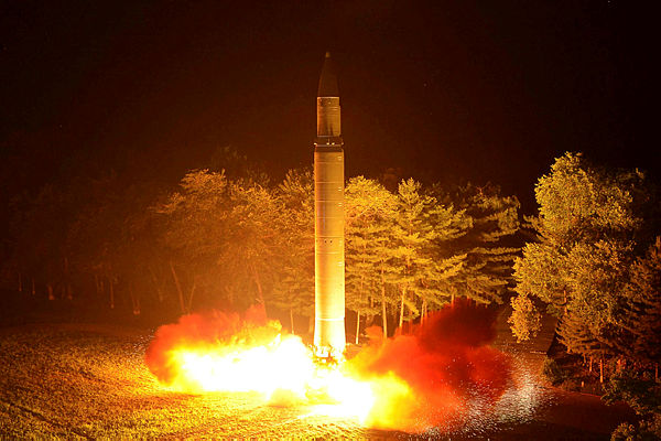 Intercontinental ballistic missile (ICBM) Hwasong-14 is pictured during its second test-fire in this undated picture provided by KCNA in Pyongyang on July 29, 2017. — Reuters