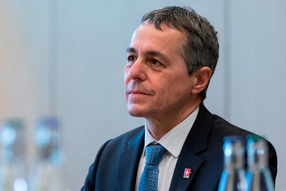 FILE PHOTO: Swiss President Ignazio Cassis and U.S. Secretary of State Antony Blinken (not pictured) meet in Geneva, Switzerland, January 21, 2022. Alex Brandon/Pool via REUTERSpix