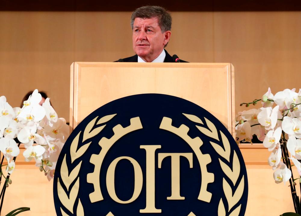 Ryder speaking at the 108th ILO International Labour Conference in Geneva on June 10, 2019. – REUTERSPIX