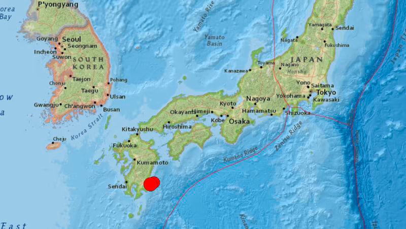 A 6.9-magnitude earthquake followed by a 7.1 tremor struck off Japan’s southern island of Kyushu - credit: USGS