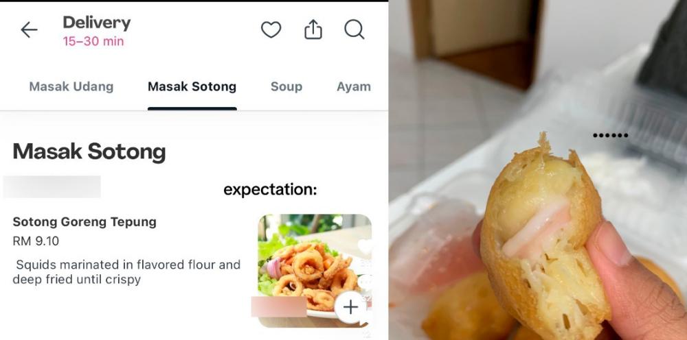 Customer orders crispy fried squid for RM9.10, gets “fried batter with tiny squid rings” instead