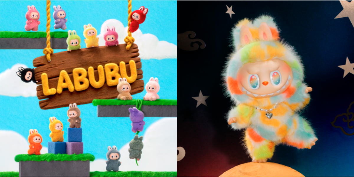 (Left) LABUBU 4.0, Compact and collectible, LABUBU 4.0 comes in a blind box format and is ideal for fans who want to take their favourite character on the go; (Right) ROCK THE UNIVERSE, This 37cm LABUBU plush is crowned with a glowing pearl heart and features vibrant long fur, making it a standout addition to any collector’s display.
