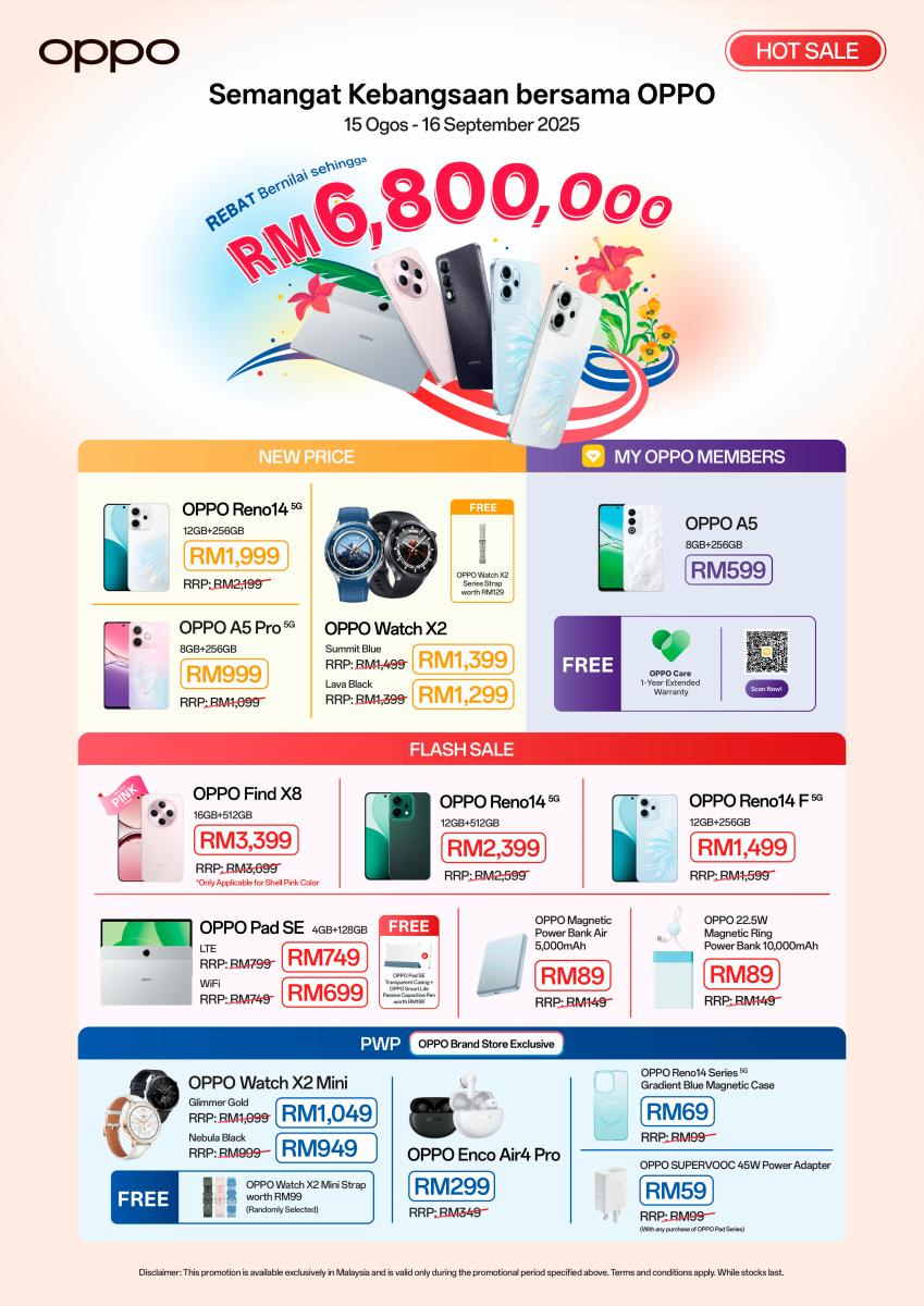 $!Enjoy special perks and extra savings when you shop as an Oppo Member during the campaign.
