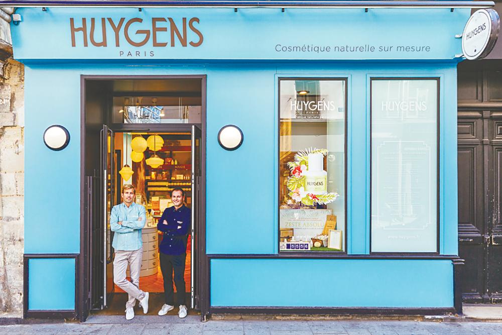 Sins (L) and Guerra at Huygens’ flagship store in Le Marais, Paris.