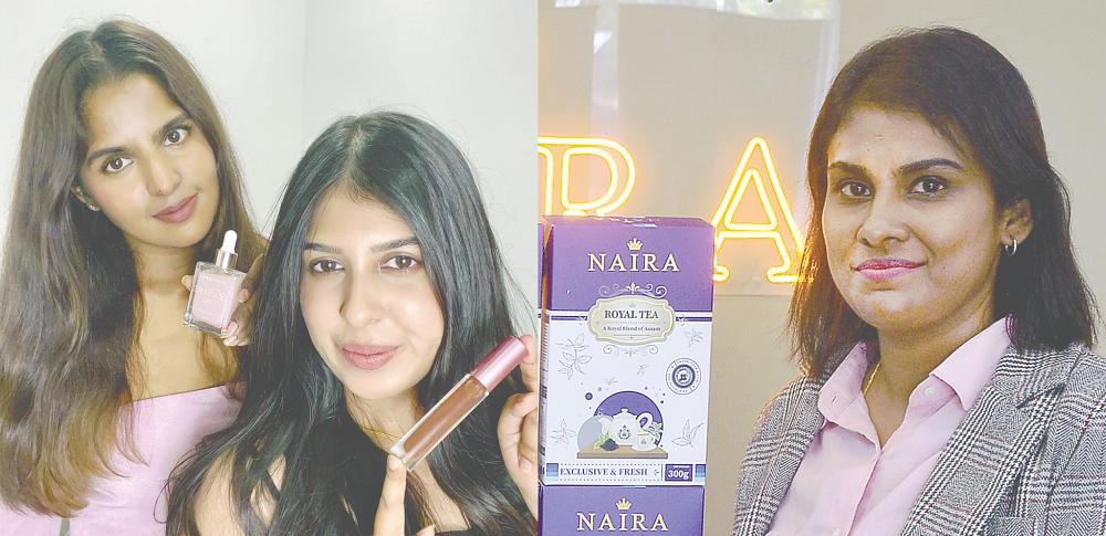 Left: Suvikhavathy and Sundravathy founded Desi Rose Cosmetics during the Covid-19 lockdown; Right: Kavitha’s tea shop sources premium teas from Darjeeling and Assam. – Masry Che Ani/theSun