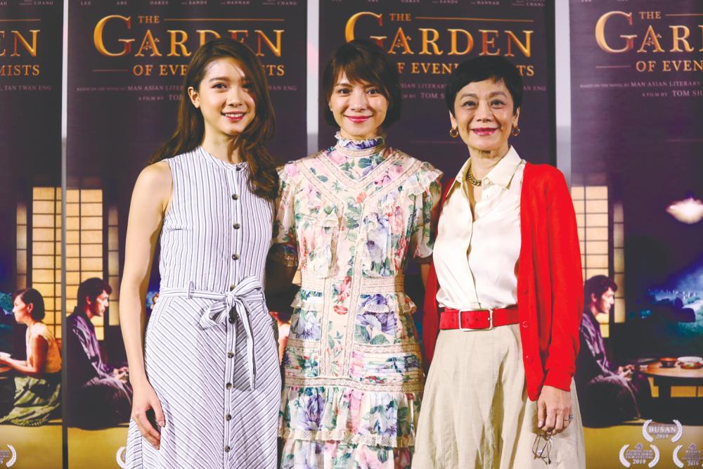 (from far left) Lim, Lee and Chang at a photocall after the Kuala Lumpur screening of The Garden of Evening Mists. – ASYRAF RASID/THESUN &amp; ASTRO SHAW/HBO ASIA
