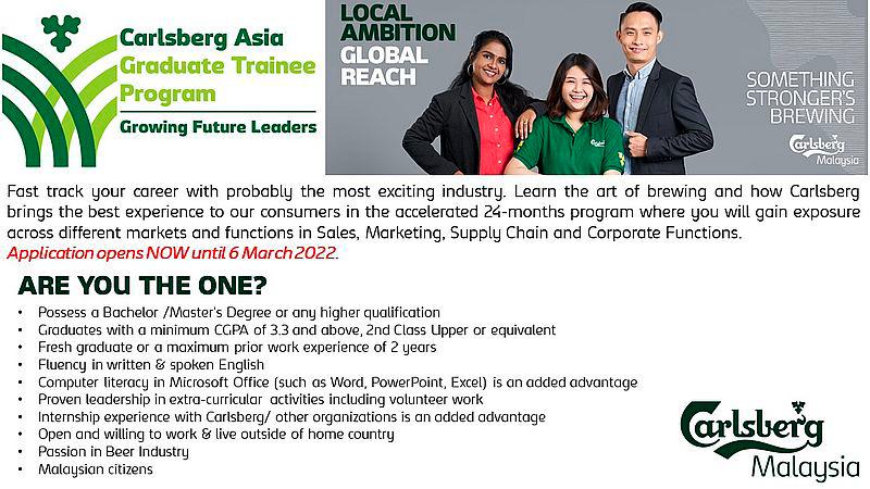 Carlsberg Malaysia seeking graduates to join its training programme $!Carlsberg Malaysia seeking graduates to join its training programme