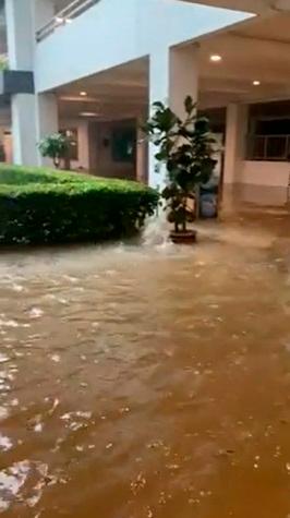 A screenshot from the video showing the flooding at the luxury condo in Bukit Jalil.