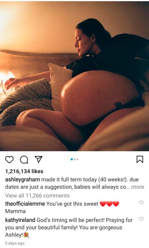 $!A screenshot of Ashley’s latest Instagram post celebrating her twin’s impending birth.