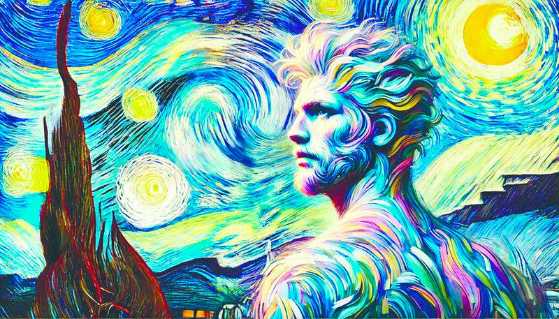 Generative AI is blurring the definition of creativity in artistic expression (Image of a male figure in the style of Vincent van Gogh using DALL-E 3).