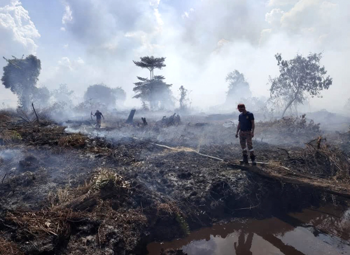 Firefighters have been working around the clock to contain dozens of ground fires across the state. – Credit: Sarawak Fire and Rescue Department