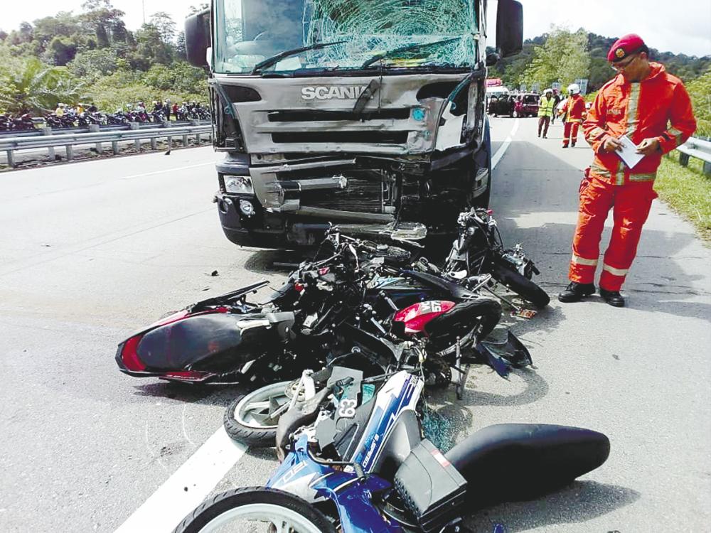 Motorcyclists are vulnerable to serious injuries during a crash, recording the most fatalities at 67.45% in 2023. - Adib Rawi Yahya/theSun