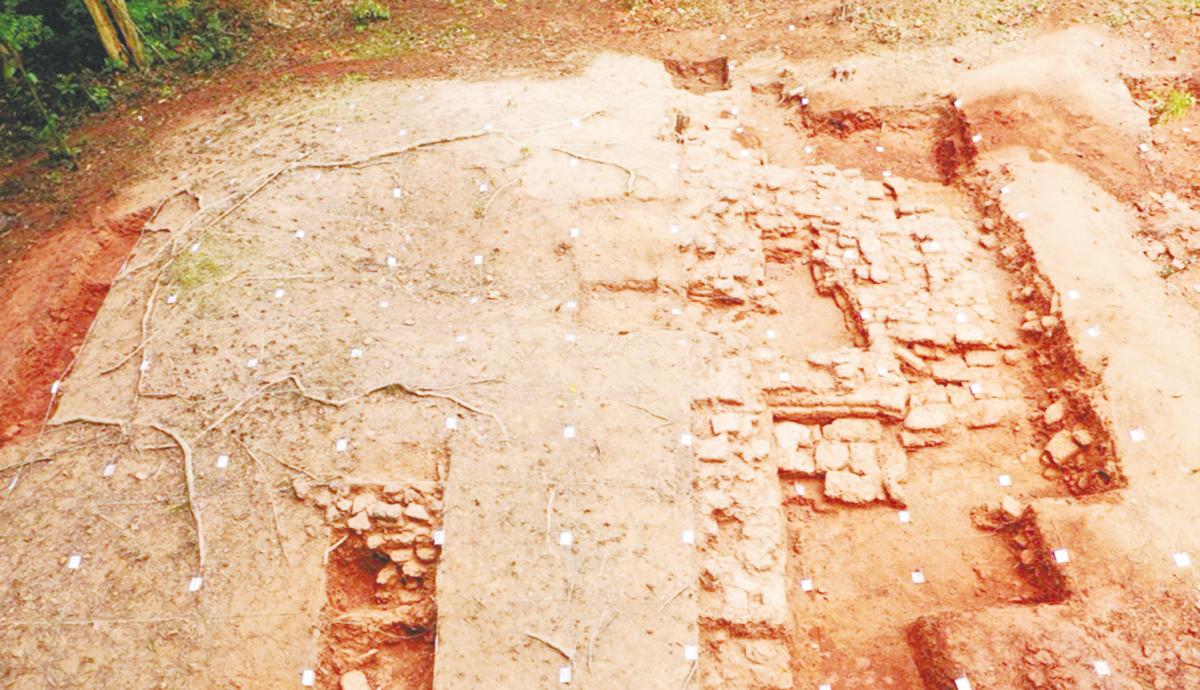 Parts of a newly discovered ancient structure lie exposed in the vicinity of a 1,200-year-old Buddhist stupa in Bukit Choras, that was unearthed by Nasha and his team from USM. – Pix courtesy of Dr Nasha Rodziadi Khaw