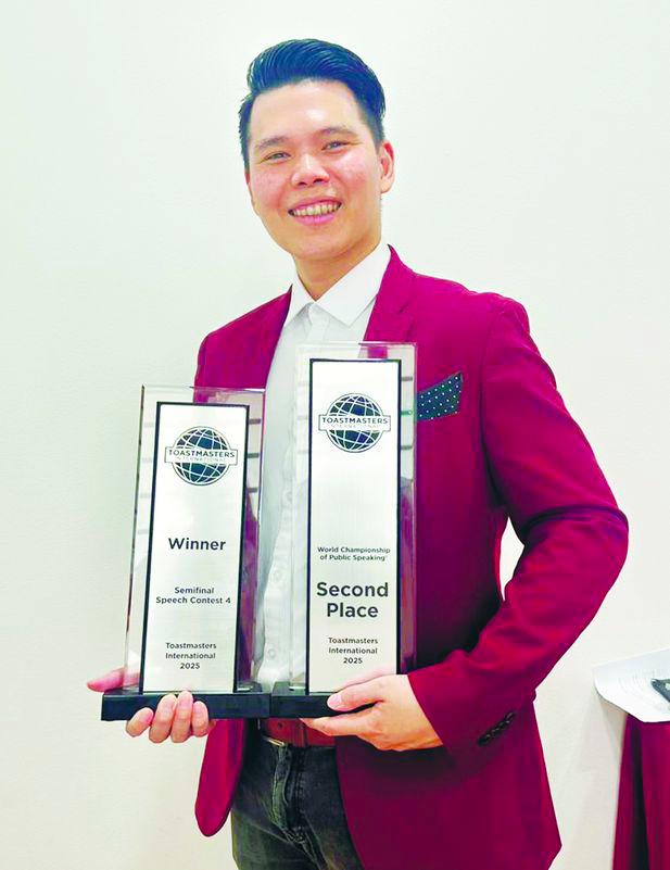 Mas Mahathir clinched second place in the World Championship of Public Speaking last month, an improvement from third position he secured in 2022. – PIC COURTESY OF MAS MAHATHIR