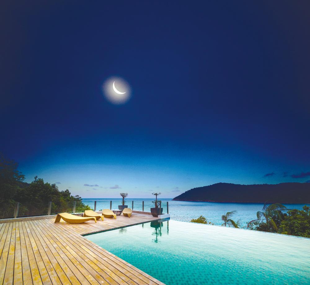 Spectacular view overlooking the private pool from The Taaras Villa.