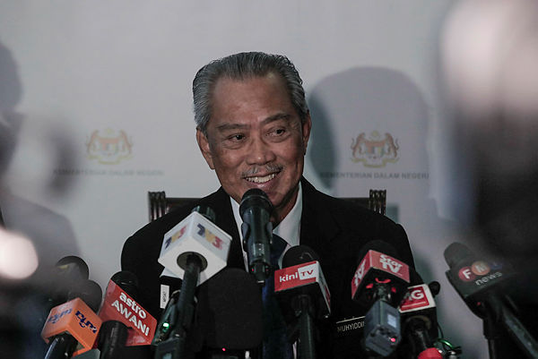 PH deputy president Tan Sri Muhyiddin Yassin during a press conference after launching the Security and Public Order policy at the Home Ministry today. — Sunpix by Asyraf Shamsul