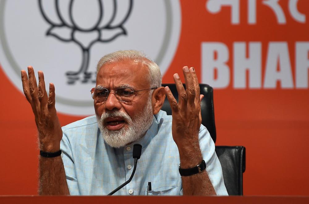 Indian Prime Minister Narendra Modi takes part in a press conference in New Delhi on May 17, 2019. - AFP