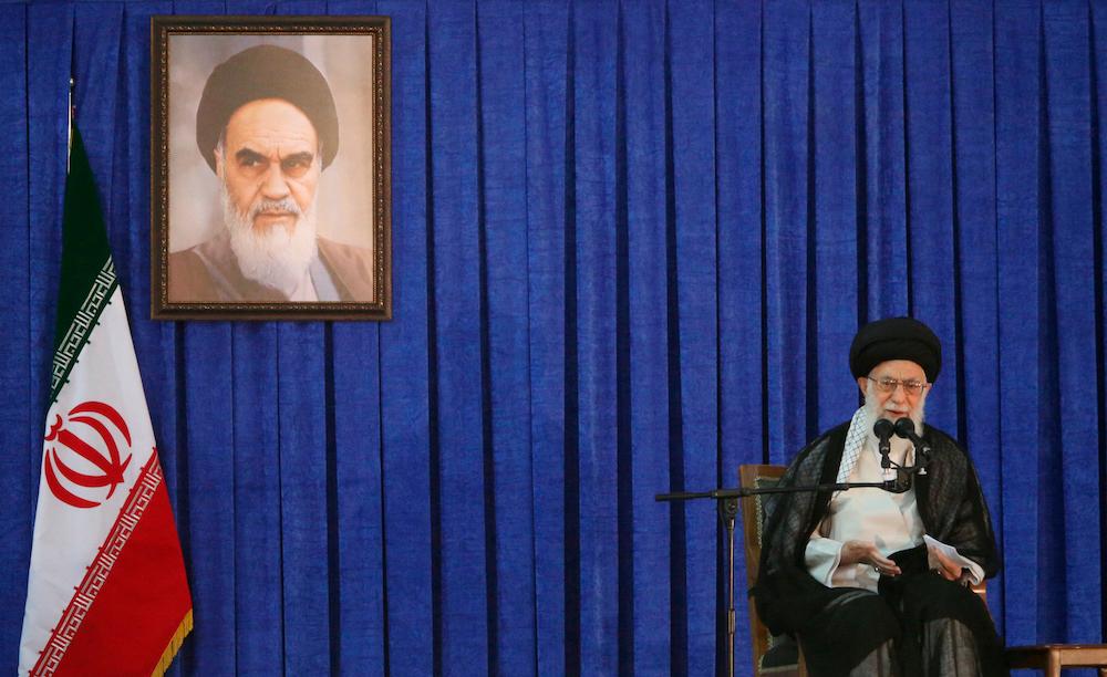 FILE PHOTO: Iran's Supreme Leader Ayatollah Ali Khamenei delivers a speech during a ceremony marking the death anniversary of the founder of the Islamic Republic Ayatollah Ruhollah Khomeini, in Tehran, Iran, June 4, 2017. TIMA via REUTERS ATTENTION EDITORS - THIS IMAGE WAS PROVIDED BY A THIRD PARTY. FOR EDITORIAL USE ONLY./File Photo