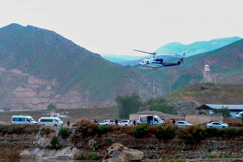 Pix shows the helicopter carrying Iran’s President Ebrahim Raisi taking off at the Iranian border with Azerbaijan. - IRNA / AFP