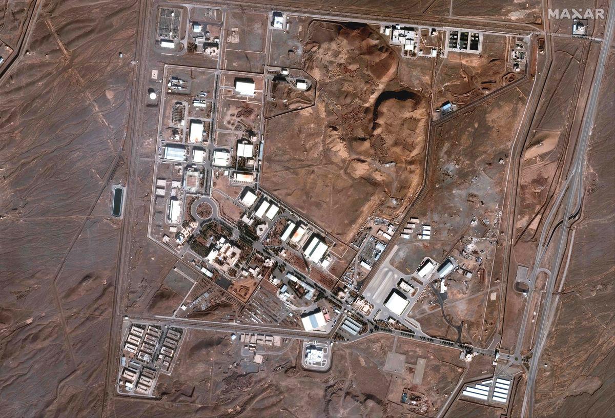 This handout satellite image provided by Maxar Technologies and taken on February 12, 2025 shows an overview of Iran's Natanz nuclear facility, south of the capital Tehran. A new explosion was heard early on June 13, 2025 at the key uranium enrichment site in Natanz in central Iran, Iranian state television reported, after Israel launched air strikes against the Islamic republic. - AFPPIX