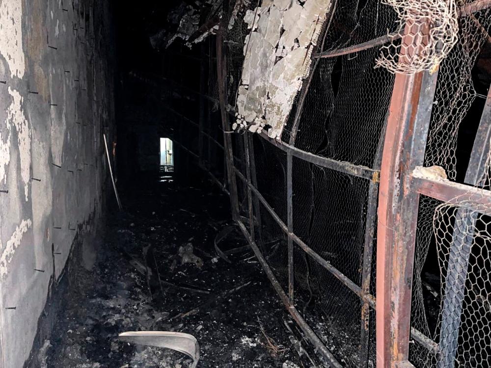 This image obtained from the Iranian news agency IRNA on October 16, 2022, shows damage caused by a fire inside the building of the Evin prison, in the northwest of the Iranian capital Tehran. AFPPIX