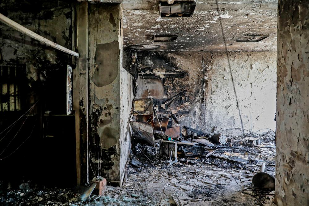 A picture obtained from the Iranian Mizan News Agency on October 16, 2022 shows damage caused by a fire in the notorious Evin prison, northwest of the Iranian capital Tehran/AFPPix