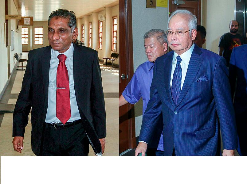 Former Treasury secretary-general Tan Sri Mohd Irwan Serigar Abdullah (L) and former prime minister Datuk Seri Najib Abdul Razak were present at the Kuala Lumpur High Court for the first mention of their CBT case on Jan 7, 2019. — BBXpress