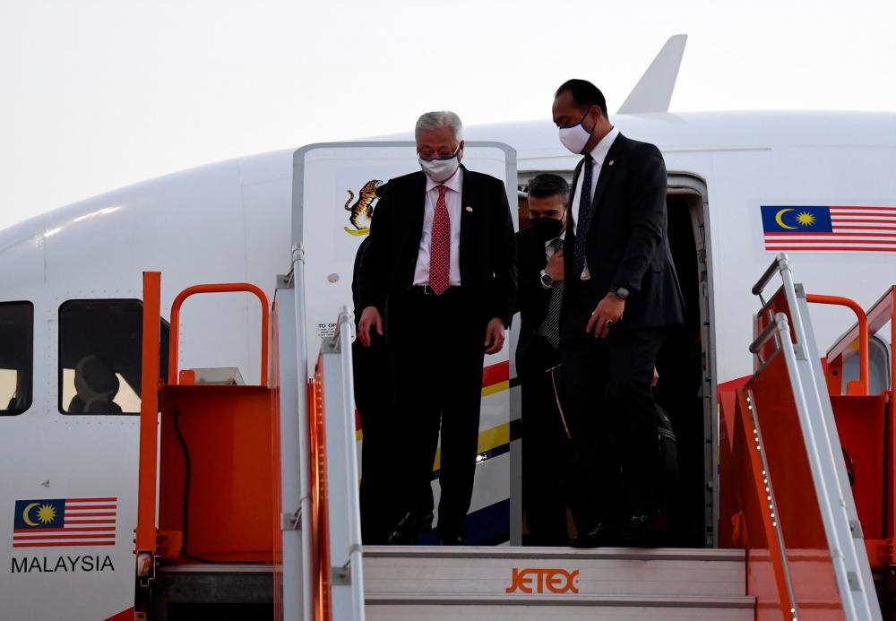 Prime Minister Datuk Seri Ismail Sabri Yaakob arriving at Dubai's Al Maktoum International Airport. BERNAMApix