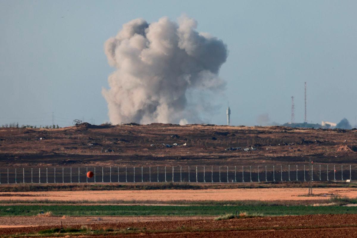 A picture taken near Israel’s border with Gaza shows smoke billowing in the besieged Palestinian territory on May 8, 2025, AFPpix
