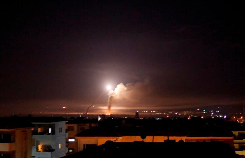 Missile fire is seen from Damascus, Syria May 10, 2018. — Reuters
