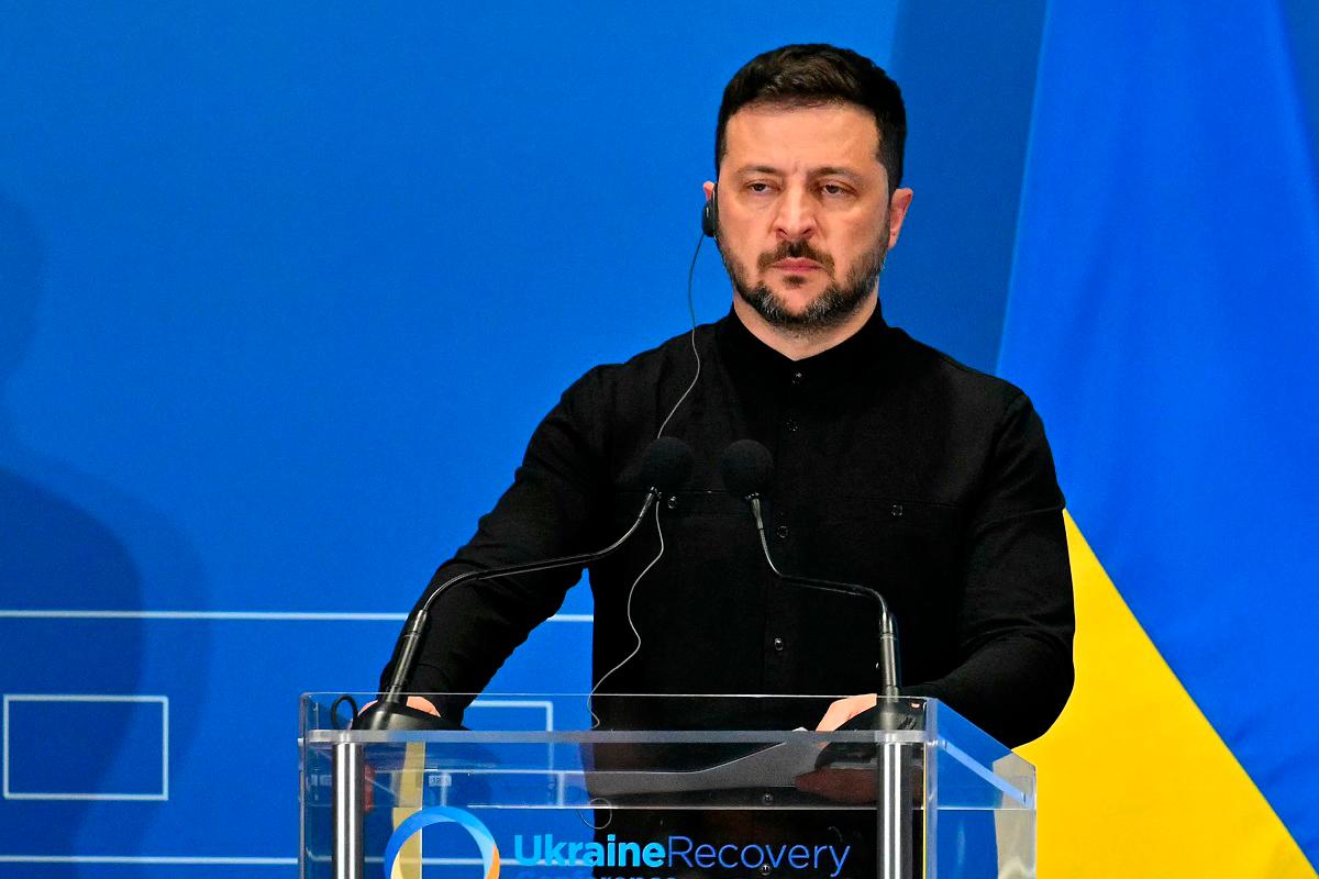 Ukraine’s President Volodymyr Zelensky looks on ahead of a press conference with Italy’s Prime Minister, as part of The Ukraine Recovery Conference 2025 (URC2025) at The Roma Convention Centre in Rome on July 10, 2025. - AFPpix