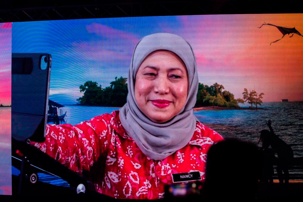 Tourism, Arts and Culture Minister Datuk Seri Nancy Shukri officiating the ITB Berlin Now 2021 (Malaysia Chapter) ceremony through video conference in a hotel today. — Bernama
