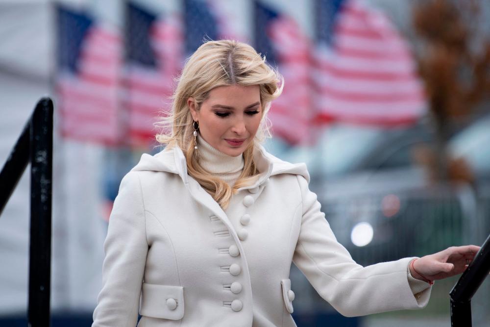 (FILES) In this file photo taken on November 01, 2020 Ivanka Trump arrives to introduce her father, US President Donald Trump during a Make America Great Again rally at Total Sports Park in Washington, Michigan. AFPpix
