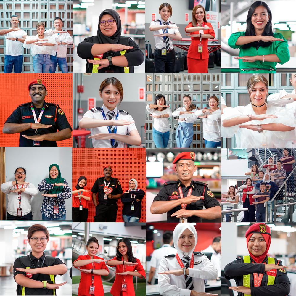 Allstars (AirAsia’s staff) striking #EachForEqual pose to highlight a commitment to a gender-equal world.