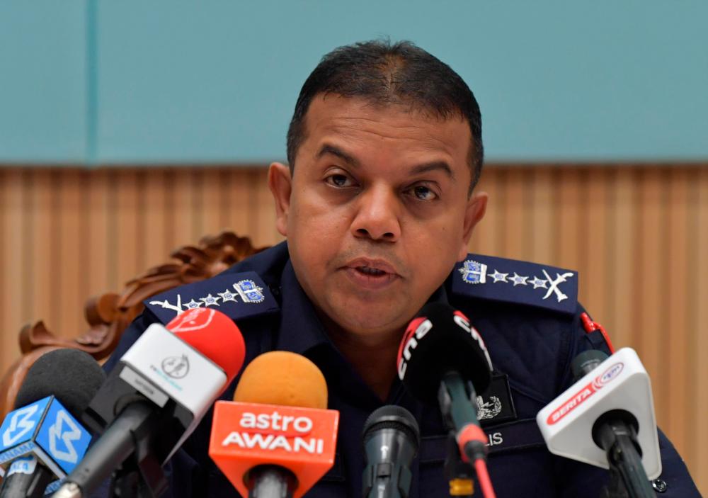 Johor police chief Datuk Ayob Khan Mydin Pitchay speaks during a press conference at Johor police contingent headquarters today. - Bernama