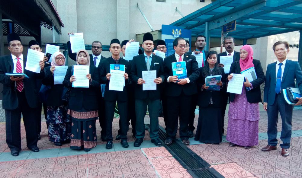 Iskandar Putri City Council councillors demonstrate at the city council office in Johor Baru on May 26, 2019. — Bernama