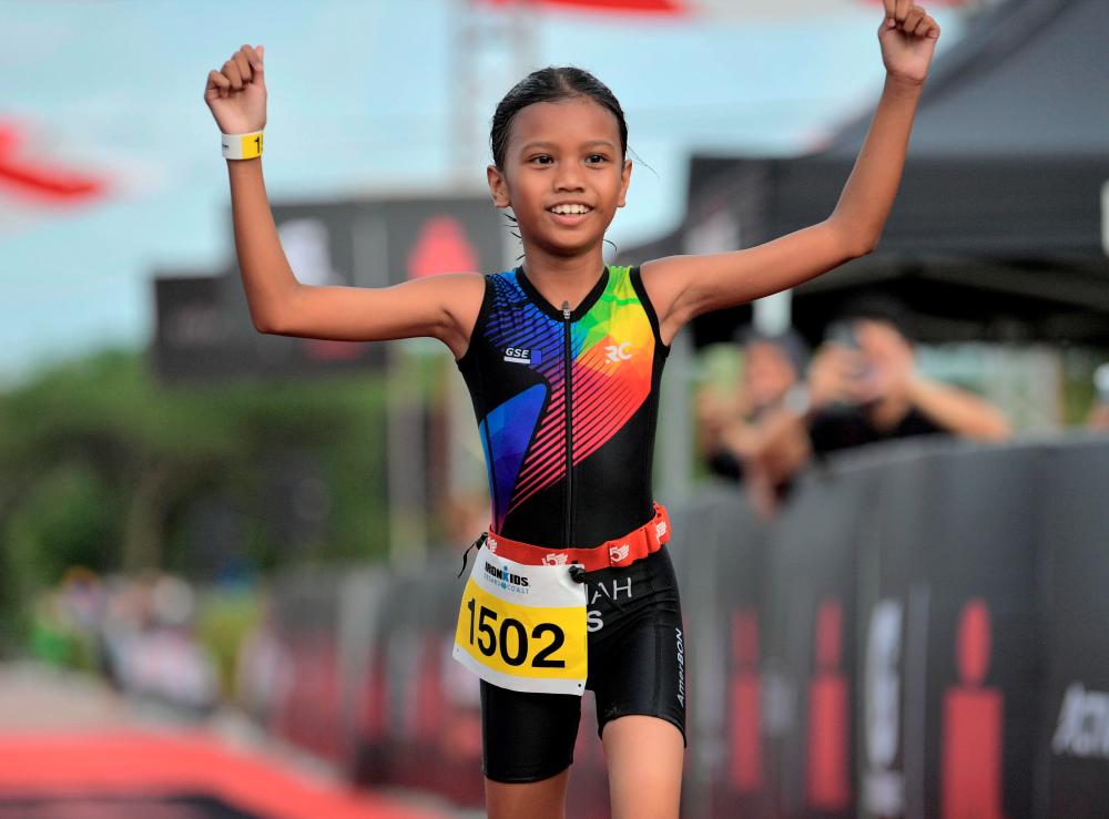 Hannah Zahra Mat Zainizam emerged as the champion in the Iron Kids, girls category. BERNAMAPIX