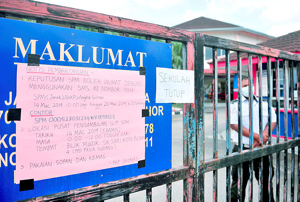 An entrance to a school in Pasir Gudang on March 17, 2019. — Bernama