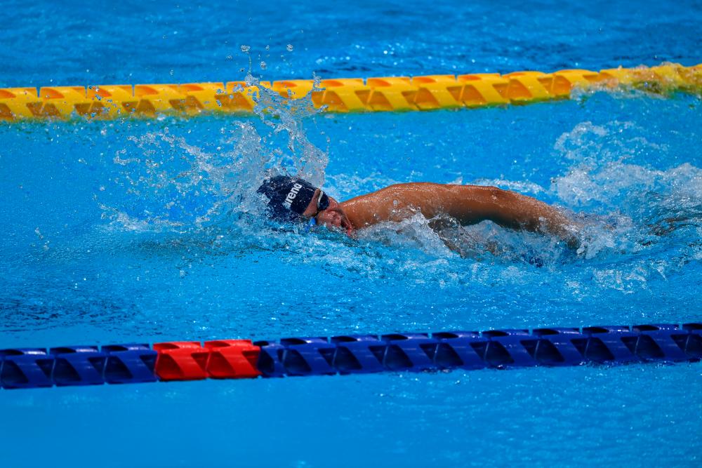 National para-swimmer Muhammad Nur Syaiful Zulkafli in action men’s 50m freestyle (S5) qualifying event during 2020 Tokyo Paralympic Games at the Tokyo Aquatics Centre today.Muhammad recorded a time of 33.46.-Bernama