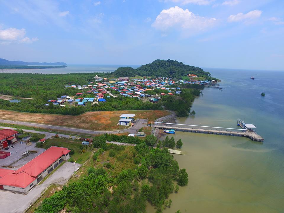 Aerial view of Kampung Muara Tebas.