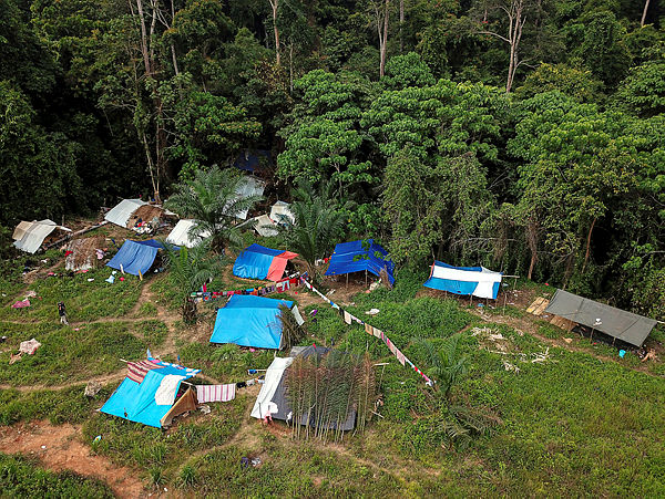 Filepix taken on June 11 shows the surroundings of a temporary shelter of the Batek tribe.