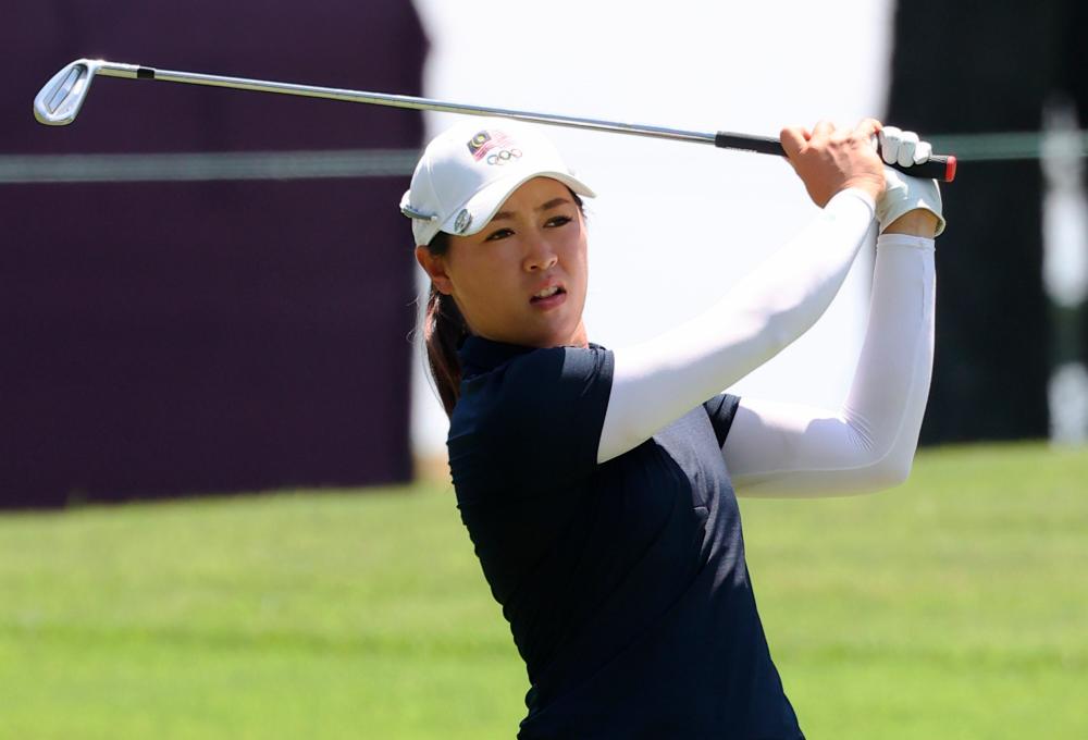 Aug 6 National golfer Kelly Tan at the 14th hole in Round 3 of the women’s golf individual event at the Tokyo 2020 Olympic held at the Kasumegasaki Country Club, Saitama BERNAMAPIX