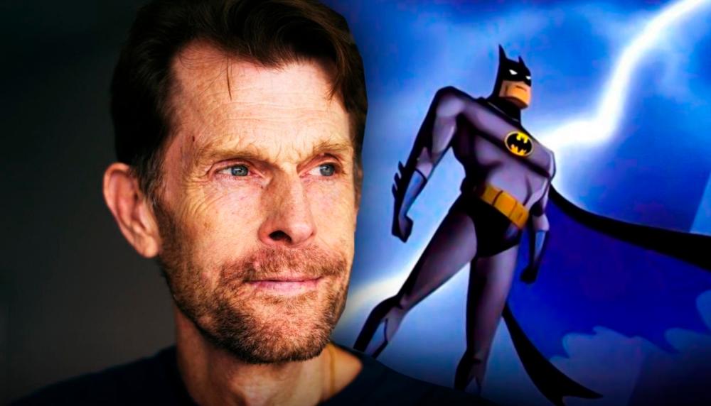 In this composite image, Kevin Conroy is seen with the Batman animated character with whom his voice is closely related. – Wikimedia Commons/DC Animation