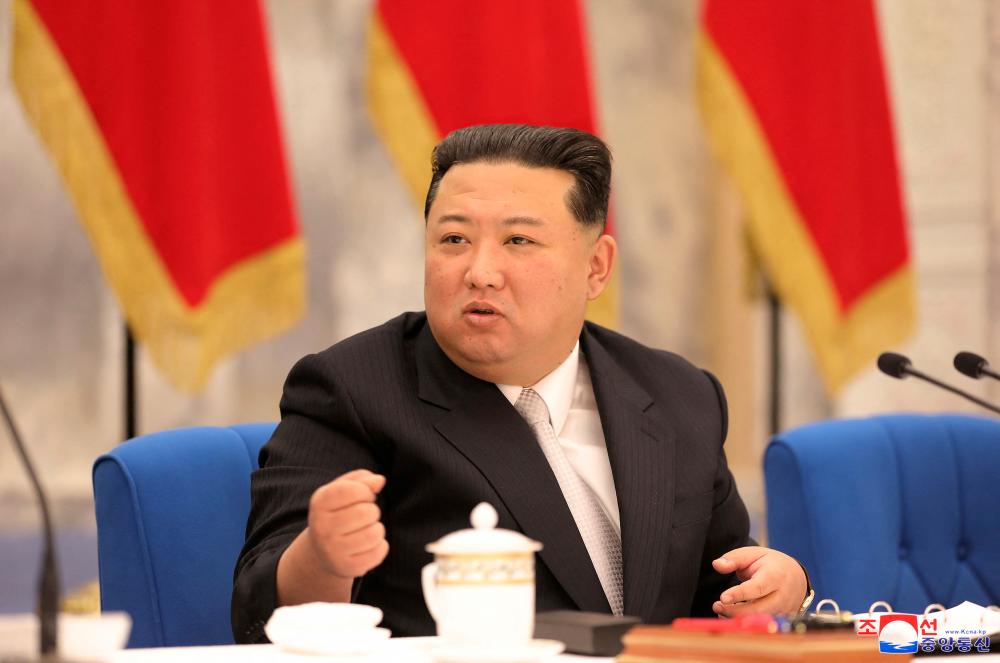 North Korean leader Kim Jong Un holds the Third Enlarged Meeting of Eighth Central Military Commission of the Workers' Party of Korea (WPK) in Pyongyang, North Korea, in this photo released by the country's Korean Central News Agency (KCNA) June 24, 2022. KCNA via REUTERSpix