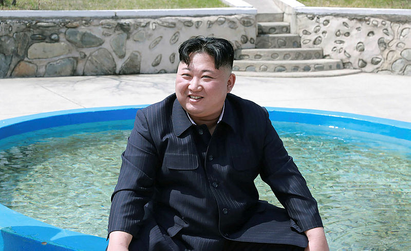 This April 16, 2019 picture released from North Korea’s official Korean Central News Agency (KCNA) on April 17, 2019 shows North Korean leader Kim Jong-Un visiting Sinchang Fish Farm in Sinchang. — AFP