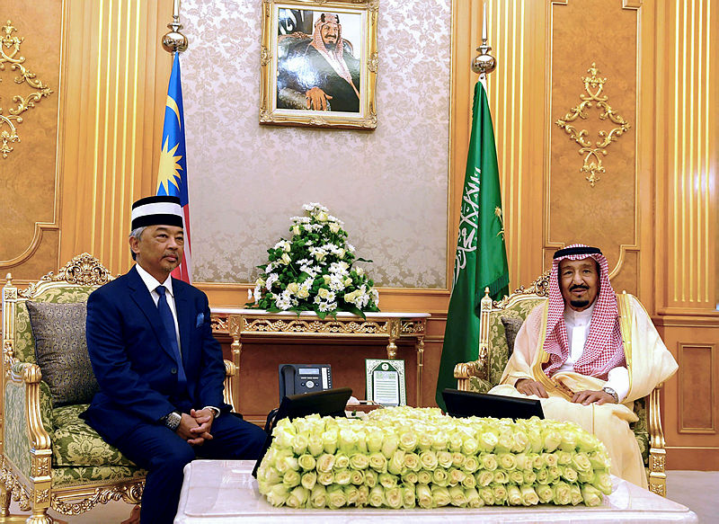 Yang di-Pertuan Agong Al-Sultan Abdullah Ri’ayatuddin Al-Mustafa Billah Shah, during his meeting with Saudi Arabia’s King Salman Abdulaziz Al-Saud at the Royal Court, on July 14, 2019. — Bernama